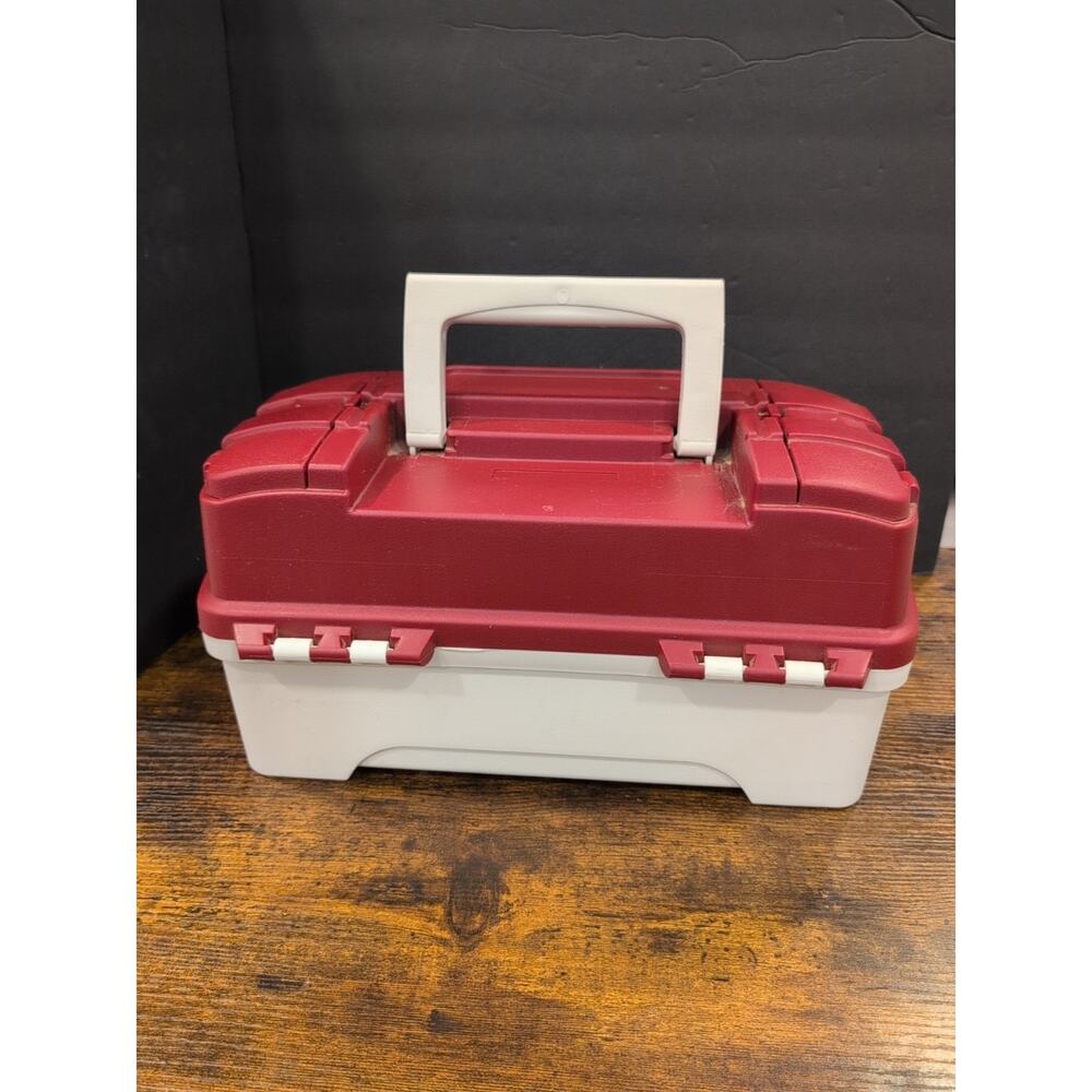 Plano 1-Tray Tackle Box/Dual Top Access - Red White 6201-06 With Some Tackle - Picture 7 of 7